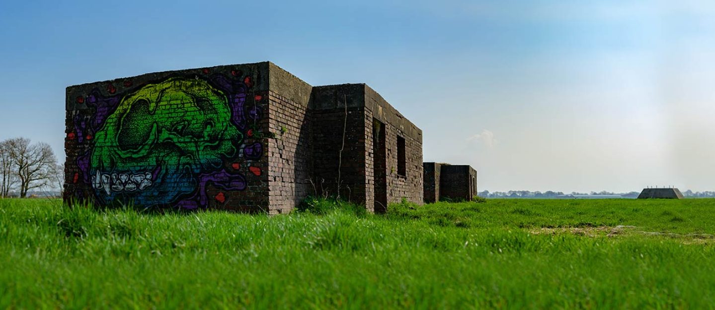Artistic graffiti on one of the bunkers.